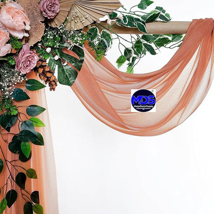 MDS Halloween Chiffon Draping Fabric - 1 Panel, 30" Wide x 100ft Long - Sheer Spooky Arbor & Canopy Drapery for Haunted House Backdrops, Party Ceilings, DIY Costumes & Themed Events - Coral Peach