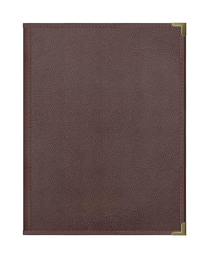 Goodsmart Pajco Style Restaurant Menu Covers – Pack of 10, Side-Loading Menu Holders, Single Stitched Edge, Clear Vinyl Menu Sleeves, Leatherette Trim, Gold Corners, Burgundy, 4 View (8.5" x 11")