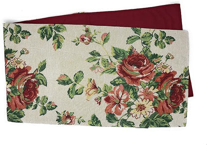 Tache Sweet Roses Spring Summer Traditional Country Vintage White Red Floral Decorative Woven Tapestry Kitchen Coffee Table Runners Scarfs, 13x72