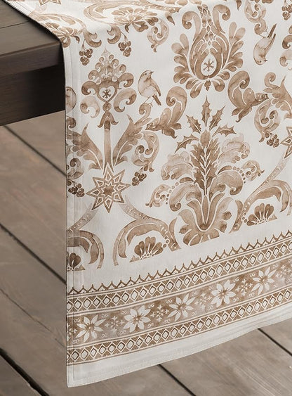 Maison d' Hermine Table Runner 100% Cotton Single Layer Table Runners 90 inches Long for Thanksgiving Christmas Decorations Home Kitchen Dining Party Wedding (Allure, 14.5" x 90")
