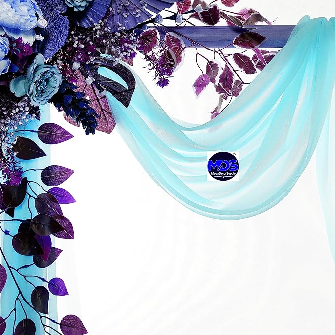 MDS Halloween Chiffon Draping Fabric - 1 Panel, 30" Wide x 50ft Long - Sheer Spooky Arbor & Canopy Drapery for Haunted House Backdrops, Party Ceilings, DIY Costumes & Themed Events - Teal