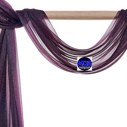 MDS Halloween Chiffon Draping Fabric - 1 Panel, 30" Wide x 40ft Long - Sheer Spooky Arbor & Canopy Drapery for Haunted House Backdrops, Party Ceilings, DIY Costumes & Themed Events - Eggplant