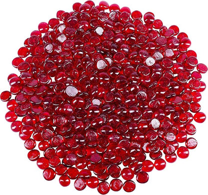 Galashield Flat Glass Marbles for Vases Red Glass Gems Beads Pebbles Vase Filler (5 LBS, Approx. 540 PCS)