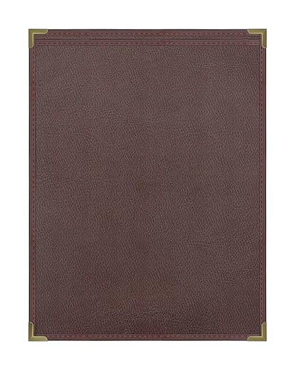 Goodsmart Pajco Style Restaurant Menu Covers – Pack of 10, Side-Loading Menu Holders, Single Stitched Edge, Clear Vinyl Menu Sleeves, Leatherette Trim, Gold Corners, Burgundy, 1 View (8.5" x 11")