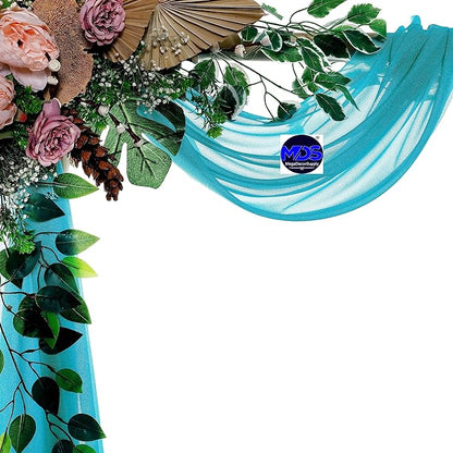 MDS Halloween Chiffon Draping Fabric - 2 Panel, 30" Wide x 100ft Long - Sheer Spooky Arbor & Canopy Drapery for Haunted House Backdrops, Party Ceilings, DIY Costumes & Themed Events - Peacock Blue