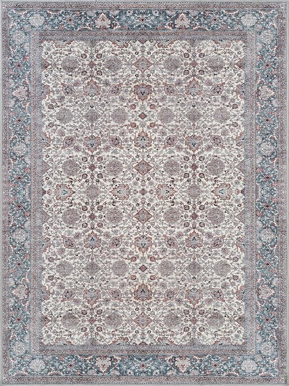 Bloom Rugs Washable Non-Slip 9' x 12' Rug - Teal/Blue/Beige Traditional Oriental Area Rug for Living Room, Bedroom, Dining Room, and Kitchen - Exact Size: 9' x 12'