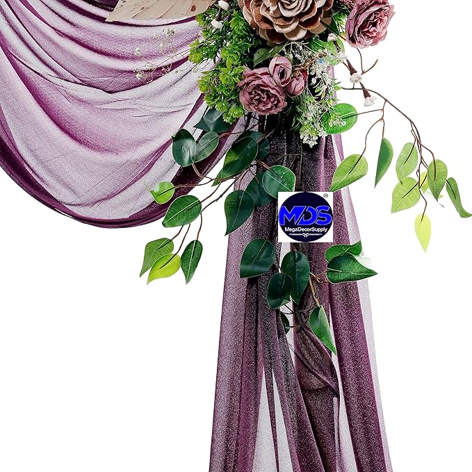 MDS Halloween Chiffon Draping Fabric - 1 Panel, 30" Wide x 20ft Long - Sheer Spooky Arbor & Canopy Drapery for Haunted House Backdrops, Party Ceilings, DIY Costumes & Themed Events - Eggplant