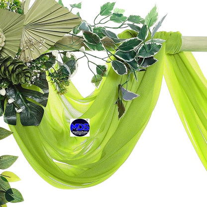 MDS Halloween Chiffon Draping Fabric - 2 Panel, 30" Wide x 100ft Long - Sheer Spooky Arbor & Canopy Drapery for Haunted House Backdrops, Party Ceilings, DIY Costumes & Themed Events - Parrot Green