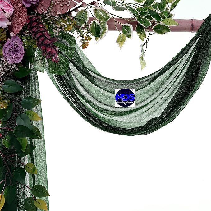 MDS Halloween Chiffon Draping Fabric - 2 Panel, 30" Wide x 40ft Long - Sheer Spooky Arbor & Canopy Drapery for Haunted House Backdrops, Party Ceilings, DIY Costumes & Themed Events - Hunter Green
