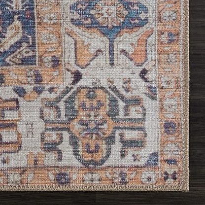 Bloom Rugs Washable 8' x 10' Rug - Orange/Blue/Beige Traditional Area Rug for Living Room, Bedroom, Dining Room, and Kitchen - Exact Size: 8' x 10'