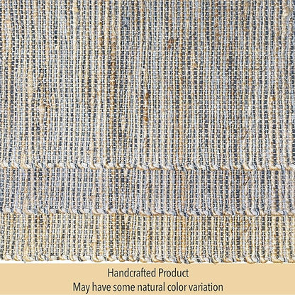 Chardin home Natural Jute Table Runner 13x48 Inch – Vintage Boho Rustic Table Decor – Handwoven Table Runner in Natural Jute and Grey – Farmhouse Dining or Console Table Accent