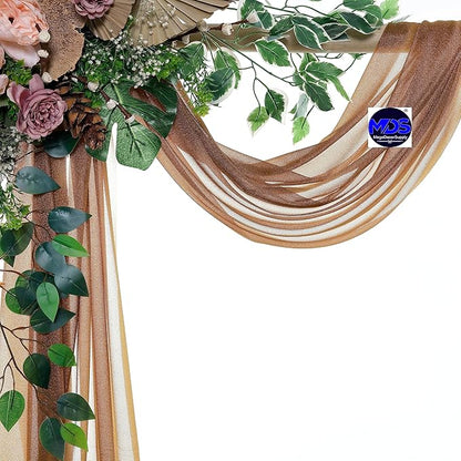 MDS Halloween Chiffon Draping Fabric - 2 Panel, 30" Wide x 40ft Long - Sheer Spooky Arbor & Canopy Drapery for Haunted House Backdrops, Party Ceilings, DIY Costumes & Themed Events - Mocha