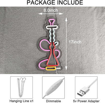 Hookah Neon Sign for Wall Décor with Dimmable Switch LED Neon Signs Light