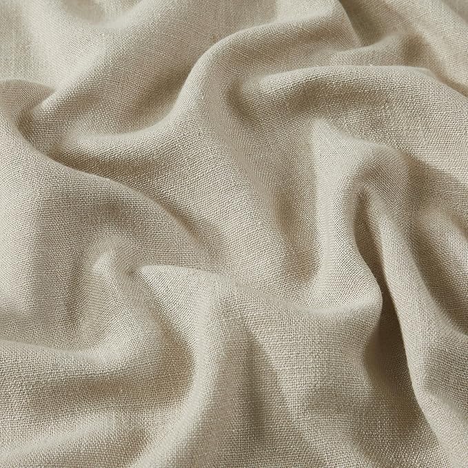 Vision Home Sand Pinch Pleated Semi Sheer Curtains Textured Linen Blended Light Filtering Window Curtains 112 inch for Living Room Bedroom Patio Pinch Pleat Drapes with Hooks 1 Panel 60" Wx112 L