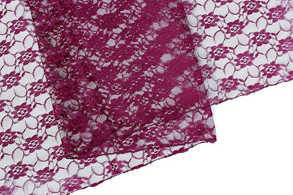 MDS Pack of 20 Wedding 12 x 108 inches Lace Table Runner for Wedding, Decorations for Birthday Parties, Banquets, Graduations, Engagements, and Runners fit Rectangle, Round Table- Eggplant