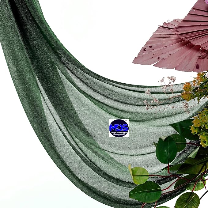 MDS Halloween Chiffon Draping Fabric - 2 Panel, 30" Wide x 20ft Long - Sheer Spooky Arbor & Canopy Drapery for Haunted House Backdrops, Party Ceilings, DIY Costumes & Themed Events - Hunter Green