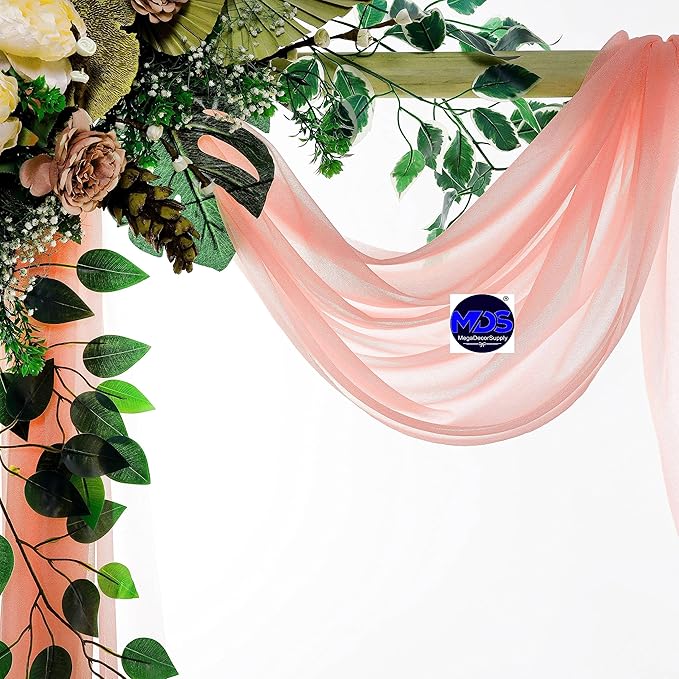 MDS Halloween Chiffon Draping Fabric - 1 Panel, 30" Wide x 40ft Long - Sheer Spooky Arbor & Canopy Drapery for Haunted House Backdrops, Party Ceilings, DIY Costumes & Themed Events - Peach