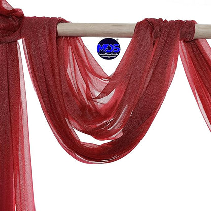 MDS Halloween Chiffon Draping Fabric - 2 Panel, 30" Wide x 100ft Long - Sheer Spooky Arbor & Canopy Drapery for Haunted House Backdrops, Party Ceilings, DIY Costumes & Themed Events - Apple Red