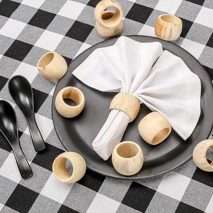 Wooden Napkin Rings Set of 12 - Handcrafted Napkin Holder for Dinner Table Decoration, Weddings, Home, Kitchen, Decor, Dinner, Parties, Every Day Use - Durable, Versatile (Cream)- CLEENTABLE