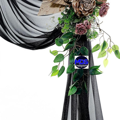 MDS Halloween Chiffon Draping Fabric - 2 Panel, 30" Wide x 20ft Long - Sheer Spooky Arbor & Canopy Drapery for Haunted House Backdrops, Party Ceilings, DIY Costumes & Themed Events - Black