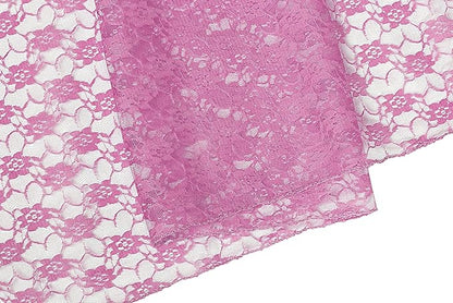 MDS Pack of 25 Wedding 12 x 108 inches Lace Table Runner for Wedding, Decorations for Birthday Parties, Banquets, Graduations, Engagements, and Runners fit Rectangle, Round Table- Dusty Pink