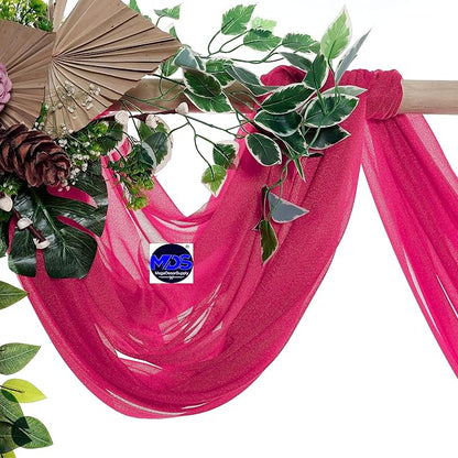 MDS Halloween Chiffon Draping Fabric - 2 Panel, 30" Wide x 100ft Long - Sheer Spooky Arbor & Canopy Drapery for Haunted House Backdrops, Party Ceilings, DIY Costumes & Themed Events - Hot Pink