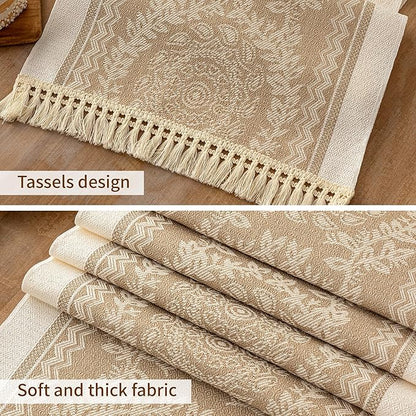 Table Runners 63 Inches,Waterproof Boho Table Runner with Tassel Fringe,Table Runner for Party Coffee Table