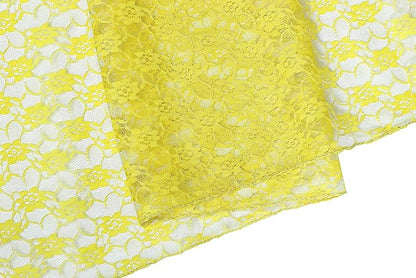 MDS Pack of 20 Wedding 12 x 108 inches Lace Table Runner for Wedding, Decorations for Birthday Parties, Banquets, Graduations, Engagements, and Runners fit Rectangle, Round Table- Yellow