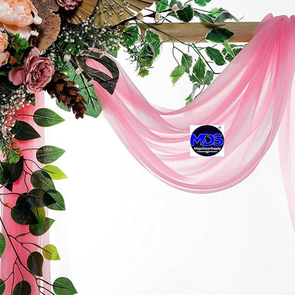 MDS Halloween Chiffon Draping Fabric - 2 Panel, 30" Wide x 20ft Long - Sheer Spooky Arbor & Canopy Drapery for Haunted House Backdrops, Party Ceilings, DIY Costumes & Themed Events - Coral