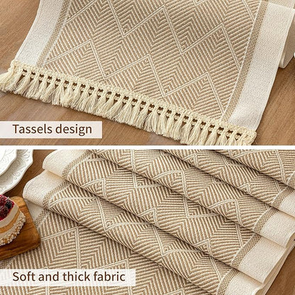 Table Runners 63 Inches,Waterproof Boho Table Runner with Tassel Fringe,Table Runner for Party Coffee Table