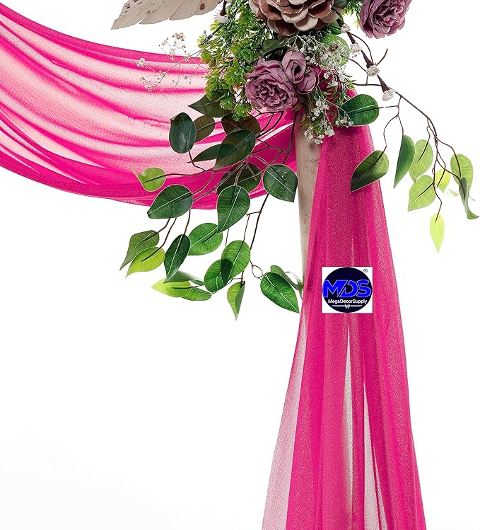 MDS Halloween Chiffon Draping Fabric - 1 Panel, 30" Wide x 100ft Long - Sheer Spooky Arbor & Canopy Drapery for Haunted House Backdrops, Party Ceilings, DIY Costumes & Themed Events - Hot Pink