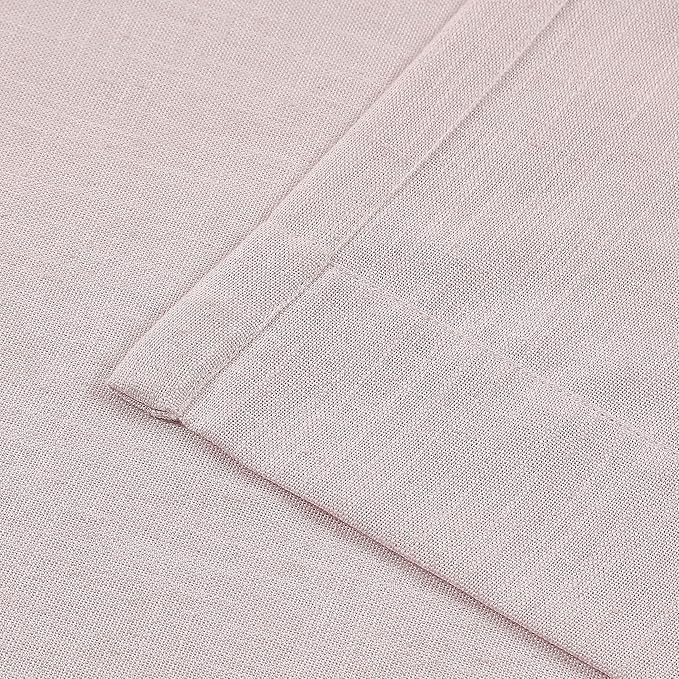 Vision Home Soft Pink Pinch Pleated Semi Sheer Curtains Textured Linen Blended Light Filtering Window Curtains 120 inch for Living Room Bedroom Pinch Pleat Drapes with Hooks 10ft 2 Panels 40" Wx120 L