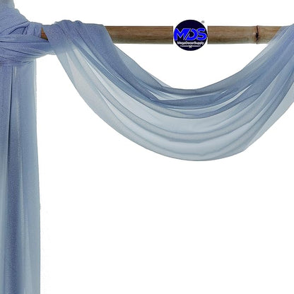MDS Halloween Chiffon Draping Fabric - 2 Panel, 30" Wide x 30ft Long - Sheer Spooky Arbor & Canopy Drapery for Haunted House Backdrops, Party Ceilings, DIY Costumes & Themed Events - Dusty Blue