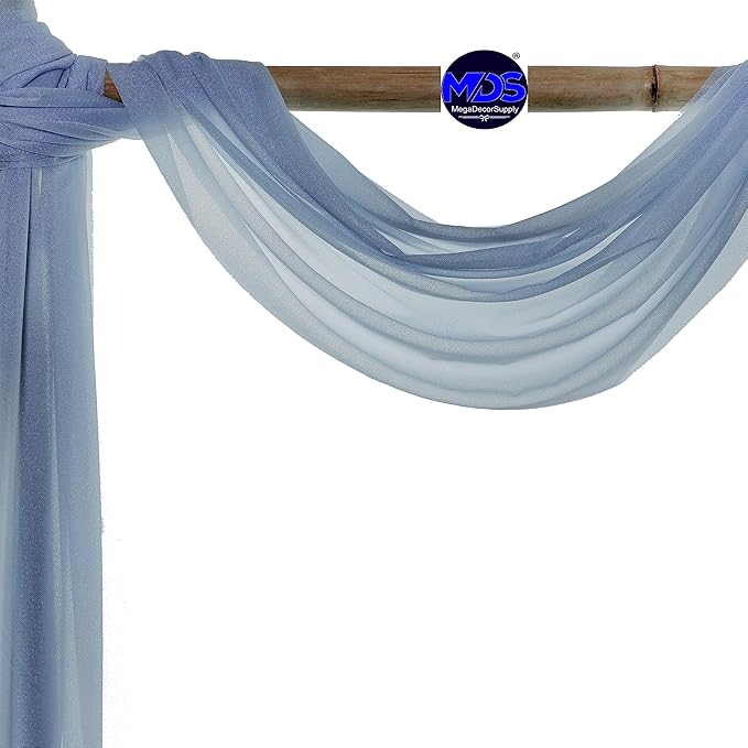 MDS Halloween Chiffon Draping Fabric - 1 Panel, 30" Wide x 40ft Long - Sheer Spooky Arbor & Canopy Drapery for Haunted House Backdrops, Party Ceilings, DIY Costumes & Themed Events - Dusty Blue