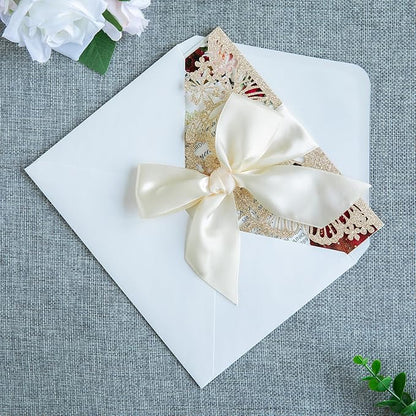 20 PCS 5.12x7.2 Butterfly Quinceanera Invitation, Laser Cut Wedding Invitation Cards with Envelopes for XV Anos Bridal Shower Baby Shower Invite (Light Gold)