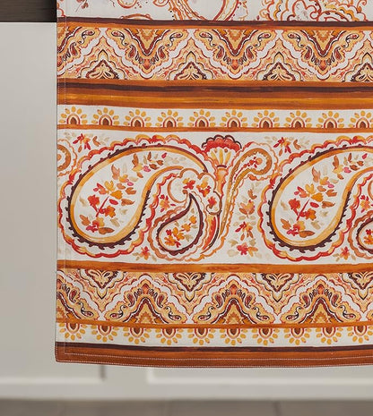 Maison d' Hermine Table Runner 100% Cotton Double Layer Table Runners 72 inches Long for Thanksgiving Christmas Decorations Home Kitchen Dining Party Wedding (Palatial Paisley, 14.5" x 72")