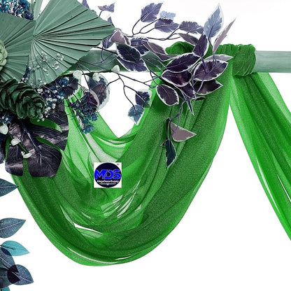 MDS Halloween Chiffon Draping Fabric - 1 Panel, 30" Wide x 40ft Long - Sheer Spooky Arbor & Canopy Drapery for Haunted House Backdrops, Party Ceilings, DIY Costumes & Themed Events - Green