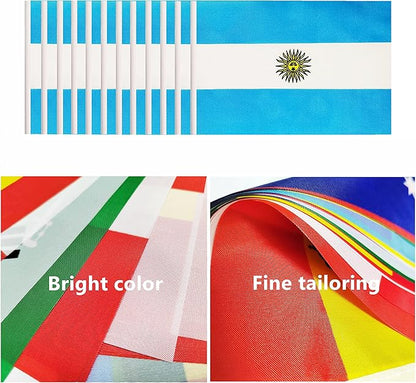 12 Pack Argentina Desk Flags Set, Argentine Small Mini Table Office Flags with 12" Solid Black Pole, 8.2 x 5.5 Inches, Home and Office Decoration, Festival Celebrations