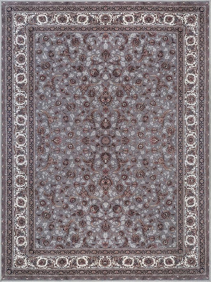Bloom Rugs Washable Non-Slip 6' x 9' Rug - Slate Gray Traditional Oriental Area Rug for Living Room, Bedroom, Dining Room, and Kitchen - Exact Size: 6' x 9'