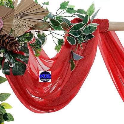 MDS Halloween Chiffon Draping Fabric - 2 Panel, 30" Wide x 50ft Long - Sheer Spooky Arbor & Canopy Drapery for Haunted House Backdrops, Party Ceilings, DIY Costumes & Themed Events - Red