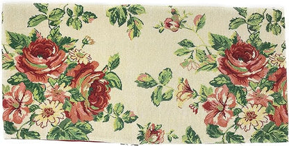Tache Sweet Roses Spring Summer Flower Traditional French Country Vintage White Red Floral Decorative Woven Tapestry Long Kitchen Dining Table Runners, 13 x 90