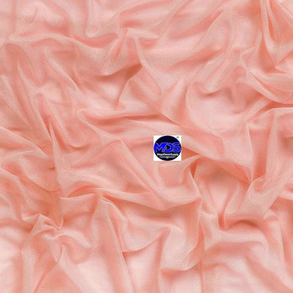 MDS Halloween Chiffon Draping Fabric - 2 Panel, 30" Wide x 100ft Long - Sheer Spooky Arbor & Canopy Drapery for Haunted House Backdrops, Party Ceilings, DIY Costumes & Themed Events - Peach